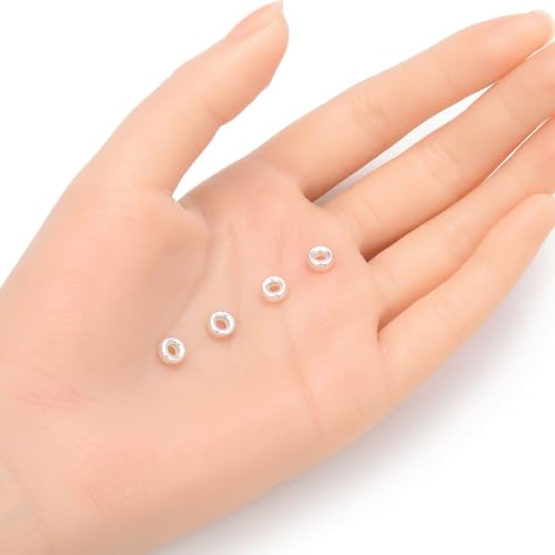 Adabele 20pcs Adabele Authentic 925 Sterling Silver Hypoallergenic Heishi Rondelle Loose Beads 6mm (0.24 Inch) Spacer (Large Hole 2.4mm) for DIY Craft Jewelry Making SS49-BB - Image 2