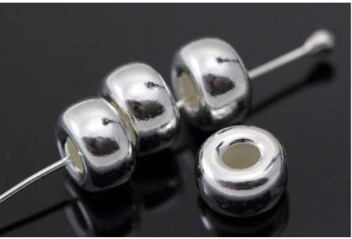 Adabele 20pcs Adabele Authentic 925 Sterling Silver Hypoallergenic Heishi Rondelle Loose Beads 6mm (0.24 Inch) Spacer (Large Hole 2.4mm) for DIY Craft Jewelry Making SS49-BB - Image 4