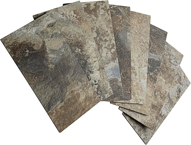 AULIGET 4-Piece Beige & Brown Slate Peel and Stick Backsplash Wall Tiles, 3" x 6" PVC Faux Stone Stick on Tile for Backsplash Kitchen, Bathroom, Laundry Room, Camper, Fireplace - Image 1