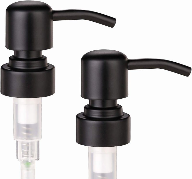 CHBJDAN 2 Pack Thick Amber Glass Pint Jar Soap Dispenser with Matte Black Stainless Steel Pump, 16ounce Boston Round Bottles Dispenser with Rustproof Pump for Essential Oil, Lotion Soap - Image 4