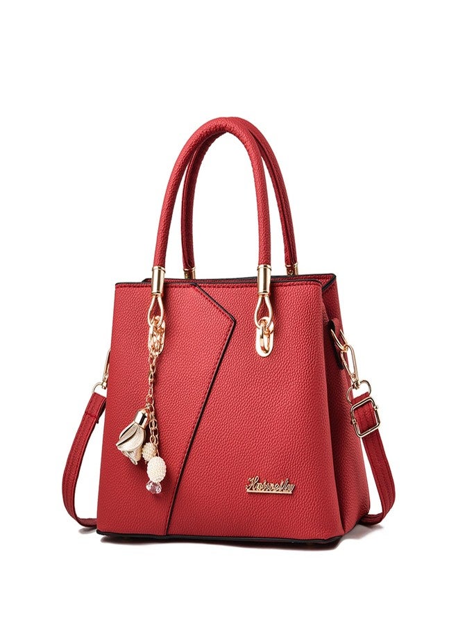 FANDARE Womens Multi Pocket Handbag Top-handle Bags Shoulder Bag PU Leather Crossbody Bag Waterproof Messenger Bag for Work Travel Office Party Shopping Red - Image 1