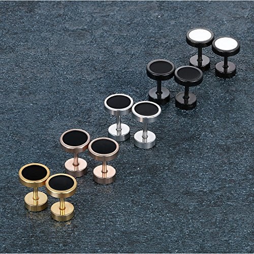 Aroncent Stud Earrings for Men Women Fake Gauge Fake Earrings Stainless Steel Earrings 8MM Rosegold Christmas Gifts - Image 2