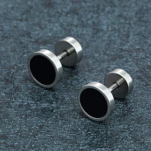 Aroncent Stud Earrings for Men Women Fake Gauge Fake Earrings Stainless Steel Earrings 8MM Rosegold Christmas Gifts - Image 4