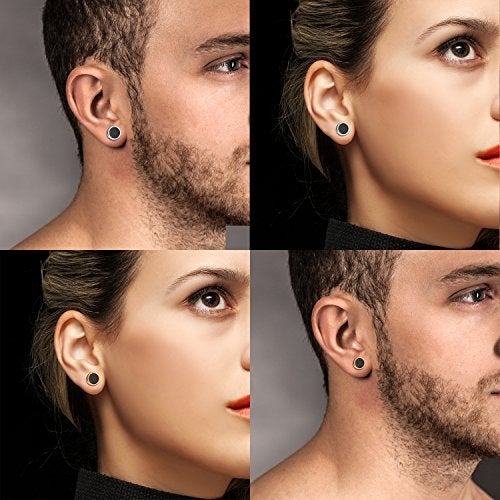 Aroncent Stud Earrings for Men Women Fake Gauge Fake Earrings Stainless Steel Earrings 8MM Rosegold Christmas Gifts - Image 5