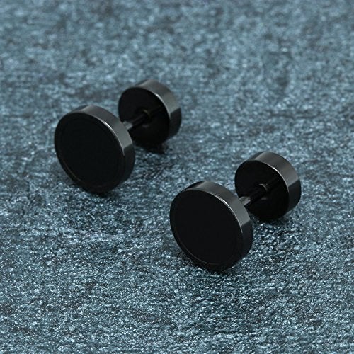 Aroncent Stud Earrings for Men Women Fake Gauge Fake Earrings Stainless Steel Earrings 8MM Rosegold Christmas Gifts - Image 3