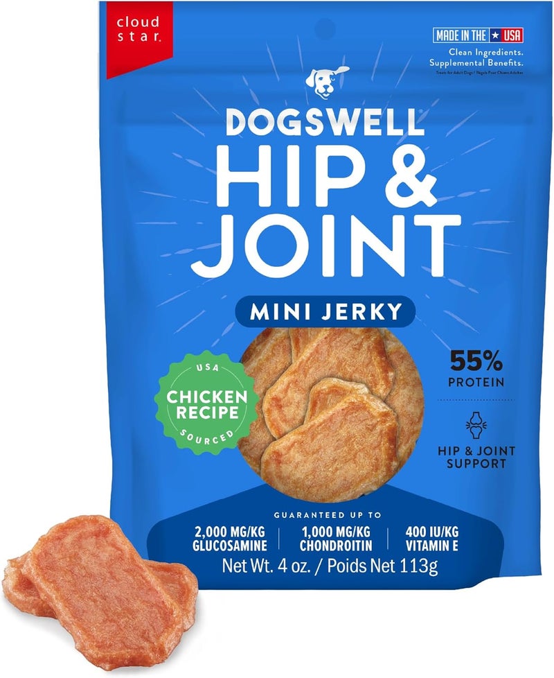دوجسويل DOGSWELL 842227 Hip & Joint Mini Jerky Pet Food, 4 Oz (842227) - Image 1