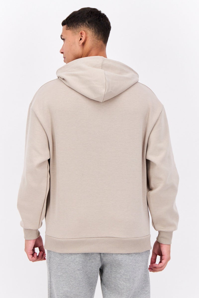 RBX Men Sportswear Fit Long Sleeve Outdoor Hooded Sweatshirts, Tan  - Image 3