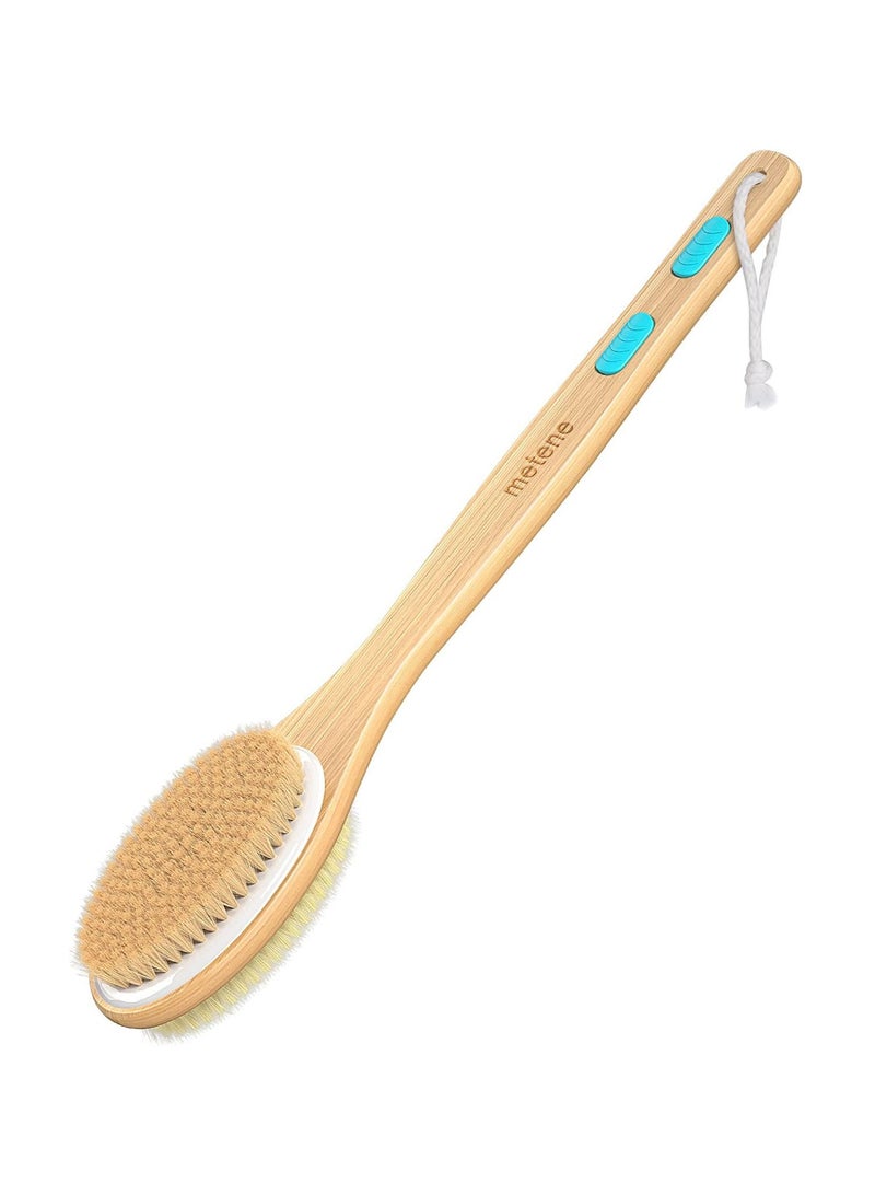 Shower Brush with Soft and Stiff Bristles, Bath Dual-Sided Long Handle Back Scrubber Body Exfoliator for Wet or Dry Brushing ﻿ - Image 1