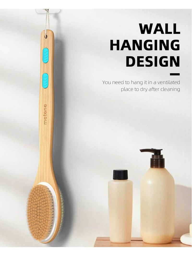 Shower Brush with Soft and Stiff Bristles, Bath Dual-Sided Long Handle Back Scrubber Body Exfoliator for Wet or Dry Brushing ﻿ - Image 2