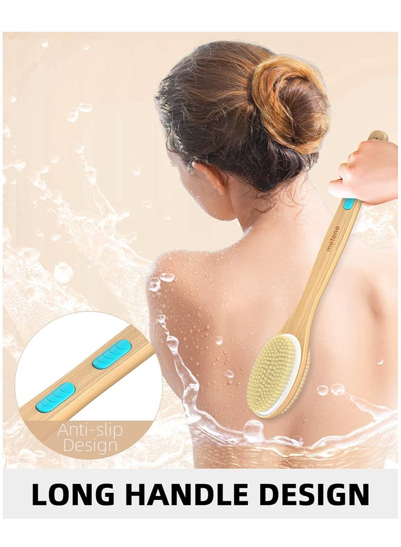 Shower Brush with Soft and Stiff Bristles, Bath Dual-Sided Long Handle Back Scrubber Body Exfoliator for Wet or Dry Brushing ﻿ - Image 3
