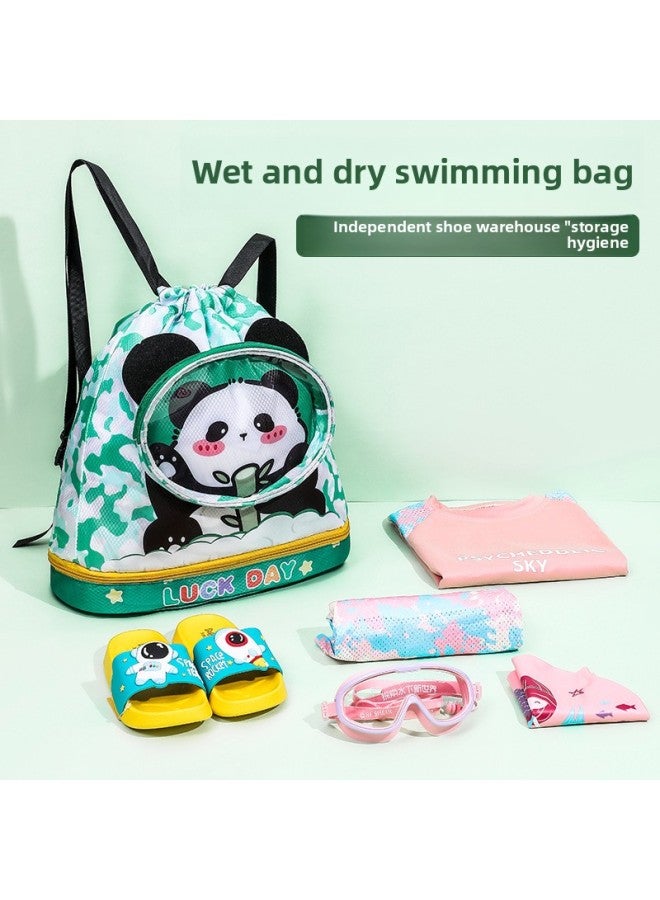 Generic Swimming Bag Dry And Wet Separate Swimwear Storage Waterproof Bag Beach Bag Children's Swimming Essential Fitness Equipment Backpack-Color:As Shown In The Picture-Capacity:Blue Hand Mesh Bag  - Image 2