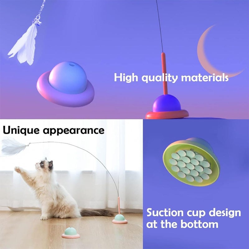 NeoStyle Cat Feather Toys,Cat Wand Toy with Powerful Suction Cup,Interactive Cat Toy Detachable Feather Replacements with Bell for Indoor Cats (Pink, Cat Teaser Toy with Suction Cup) - Image 5