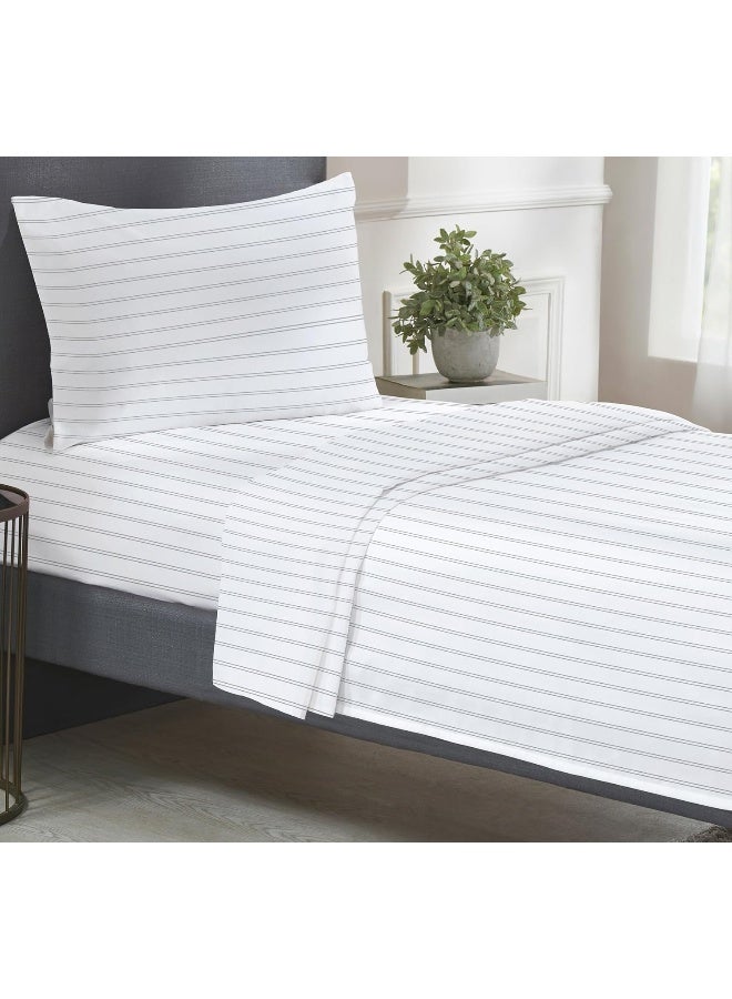 California Design Den California Design Den Stripe Twin Sheets Set, 100% Cotton 3 Pc Deep Pocket Twin Size Sheets & Pillowcase Set - Classic Stripe - Image 2