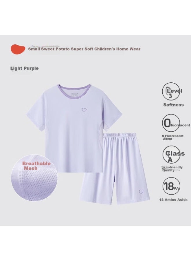 Potatokids Children's Pajamas, Thin Home Wear, Kids Underwear Set, , Light Lavender, 120 - Image 3