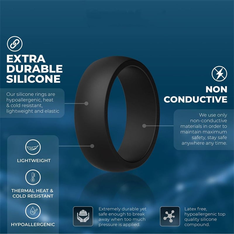 Silicone Wedding Ring for Men – 8mm Wide, 2.5mm Thick – Flexible & Hypoallergenic, Ideal for Active Lifestyles, Inner Arc Ergonomic Breathable Design - Image 2