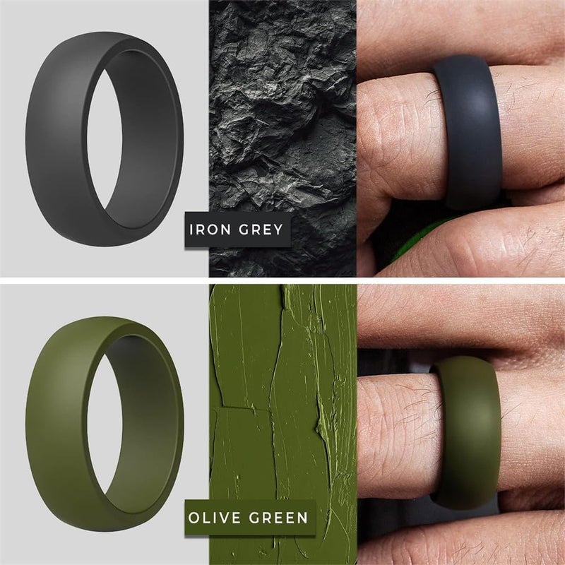 Silicone Wedding Ring for Men – 8mm Wide, 2.5mm Thick – Flexible & Hypoallergenic, Ideal for Active Lifestyles, Inner Arc Ergonomic Breathable Design - Image 3