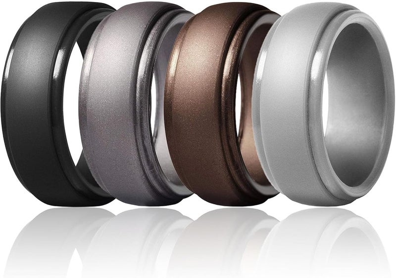 Silicone Wedding Ring for Men – 8mm Wide, 2.5mm Thick – Flexible & Hypoallergenic, Ideal for Active Lifestyles, Inner Arc Ergonomic Breathable Design - Image 1