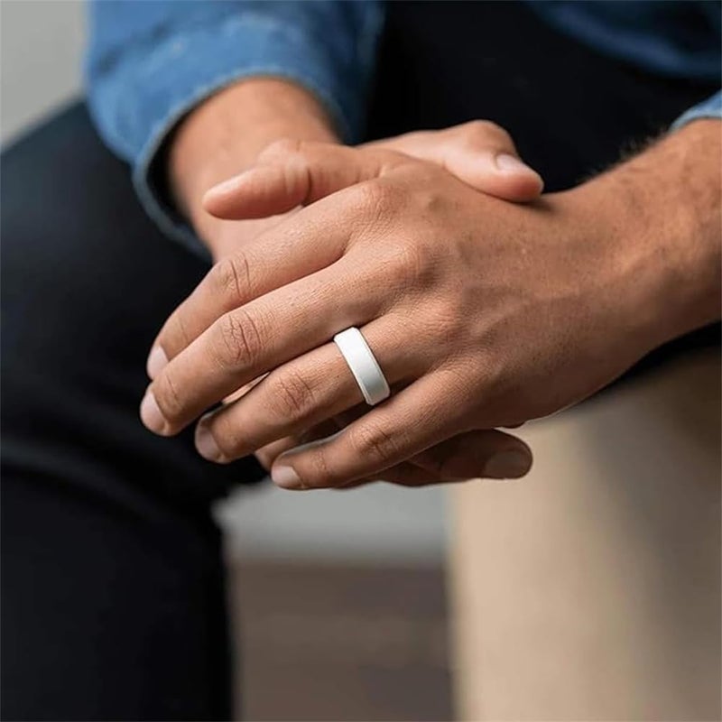 Silicone Wedding Ring for Men – 8mm Wide, 2.5mm Thick – Flexible & Hypoallergenic, Ideal for Active Lifestyles, Inner Arc Ergonomic Breathable Design - Image 5