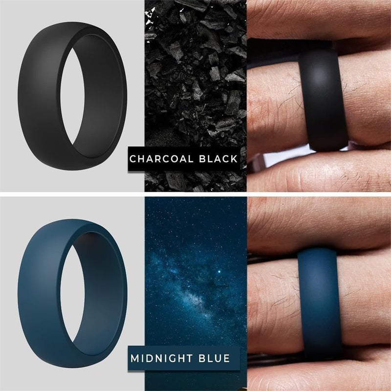 Silicone Wedding Ring for Men – 8mm Wide, 2.5mm Thick – Flexible & Hypoallergenic, Ideal for Active Lifestyles, Inner Arc Ergonomic Breathable Design - Image 4