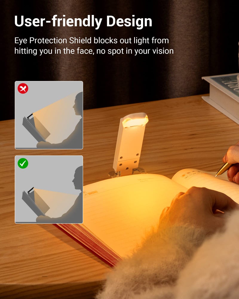 DEWENWILS Book Reading Light, Amber Warm Clip On LED with 3 Adjustable Brightness for Eye Protection, Rechargeable USB, Perfect for Bookworms, Kids (White) - Image 5