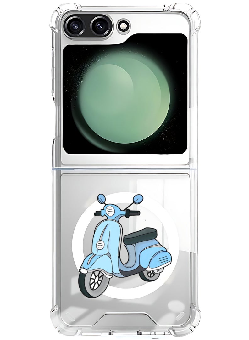 Theodor Magnetic Case for Samsung Galaxy Z Flip 6 Compatible with MagSafe Wireless Charging, Shockproof Phone Bumper Cover Scooter - Image 1