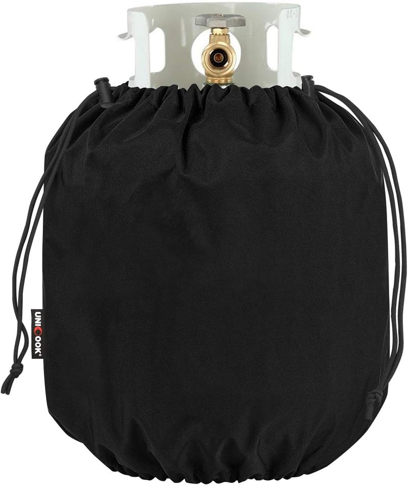 Unicook Heavy Duty Propane Tank Cover with Adjustable Drawstrings- Dress up Your Gas Grill - Durable and Convenient, Fits Standard 20lb Tank Cylinder, Black - Image 1