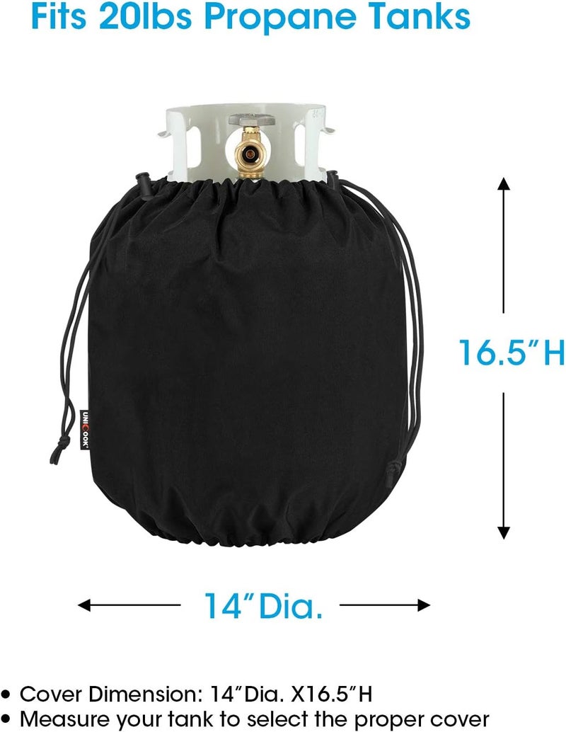 Unicook Heavy Duty Propane Tank Cover with Adjustable Drawstrings- Dress up Your Gas Grill - Durable and Convenient, Fits Standard 20lb Tank Cylinder, Black - Image 4
