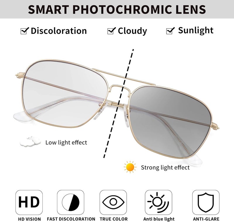 JM Aviator Blue Light Blocking Computer Glasses, Square Eye Protect Video Eyeglasses Anti Glare Men Women - Image 3