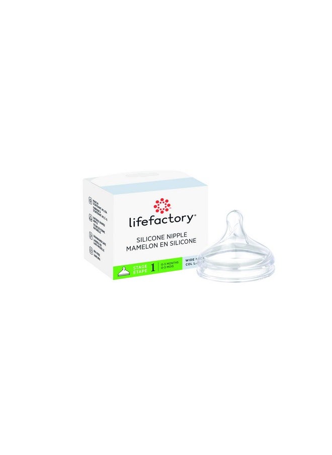 lifefactory Stage 1 (03 Months) Wide Neck Silicone Nipple 1Pack Clear (Lg8616)  - Image 1