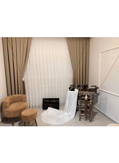 Nivemes Home Nivemeshome Roman Linen 1/3 Thick Pleated Beige Background Curtain Apm  - Image 1
