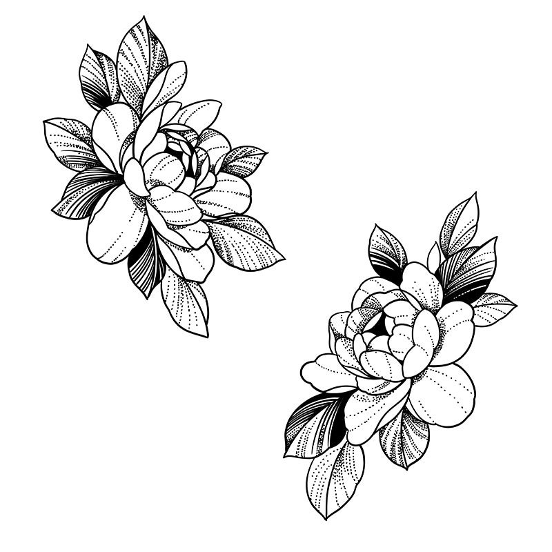 Generic Herbal Plain Flower Tattoo Sexy Rose Waterproof Long-lasting Simulation Wash Fairy Collarbone Chest Personality Internet Red Plain flowers (HC-038) 