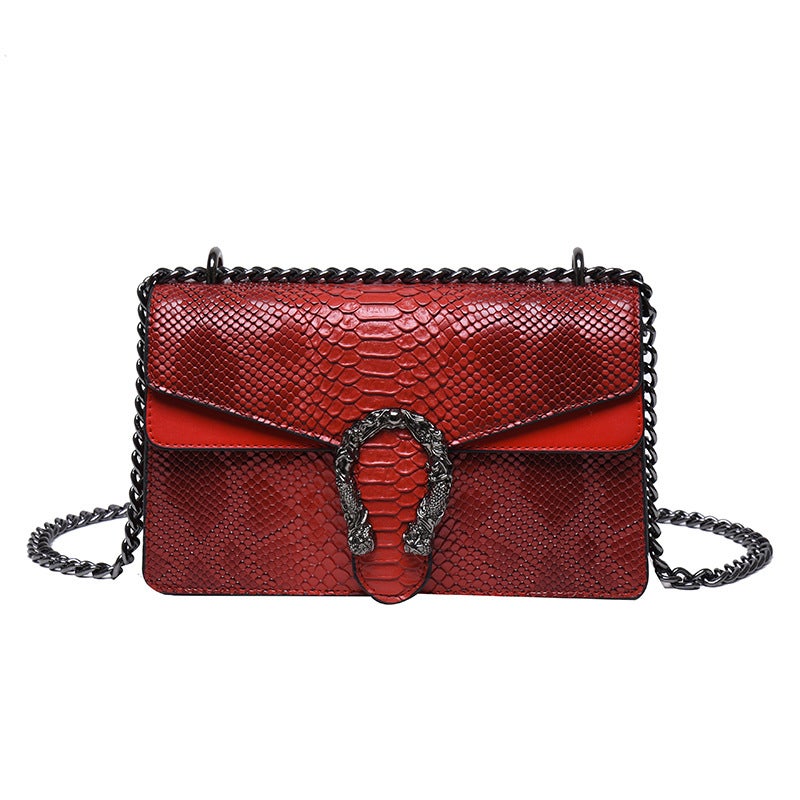 Fashion Women'S Bag Chain Crossbody Shoulder Bag Double Compartment Flip Small Square Bag Crocodile Pattern Trendy Bag