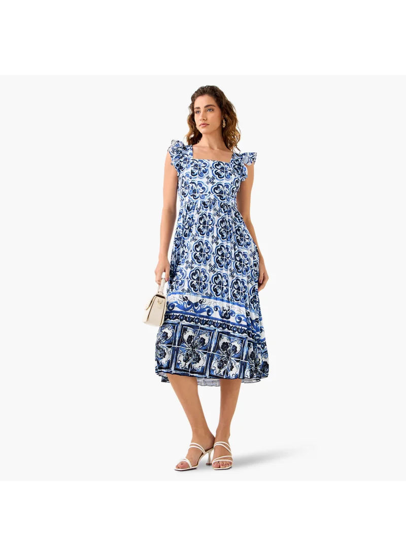 سبلاش فيڤ Pleated Midi Dress with Ruffle Sleeves