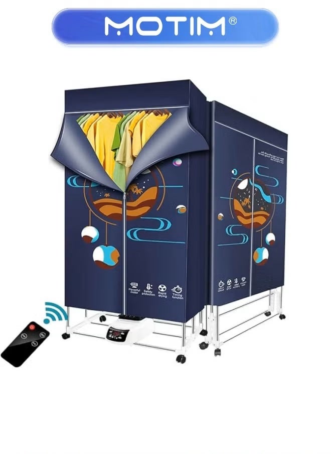 Motim Electric Clothes Dryer Portable Dryer Remote Control Foldable Electric Clothes Drying Rack Double layer Stackable Clothes Drying Rack for Home Laundry Apartments RV  - Image 1