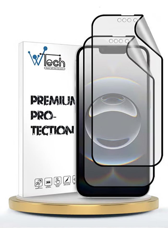 Wtech Apple iPhone 16e 5G 2025 Premium Nano Ceramic Full Glue Full Cover Matte Flexible Screen Protector 2 Pack (MSCNMN) - Clear/Black - Image 1