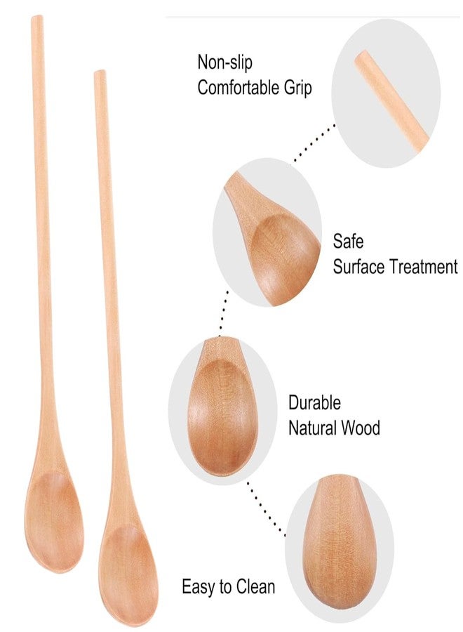 Peenbbop 2 Pcs Natural Wooden Spoons for Honey, Long Handle Tasting Spoons Honey Spoons, Birch Spoon Handcraft from Teak, Mixing Honey Spoons for Coffee, Tea, Milkshake Kitchen Stirring - Image 3