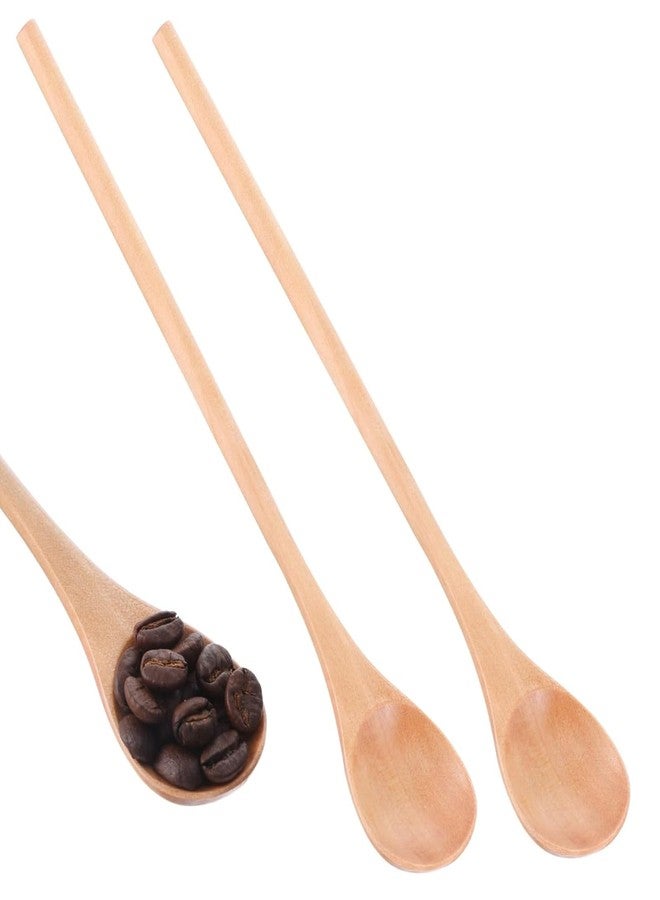 Peenbbop 2 Pcs Natural Wooden Spoons for Honey, Long Handle Tasting Spoons Honey Spoons, Birch Spoon Handcraft from Teak, Mixing Honey Spoons for Coffee, Tea, Milkshake Kitchen Stirring - Image 1