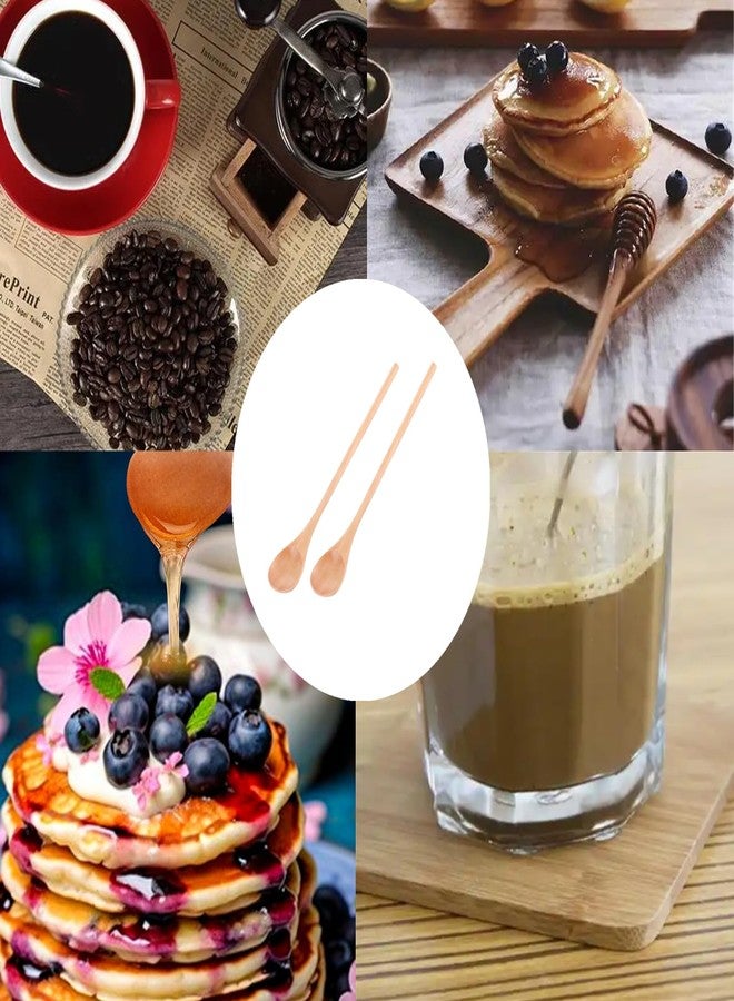 Peenbbop 2 Pcs Natural Wooden Spoons for Honey, Long Handle Tasting Spoons Honey Spoons, Birch Spoon Handcraft from Teak, Mixing Honey Spoons for Coffee, Tea, Milkshake Kitchen Stirring - Image 5