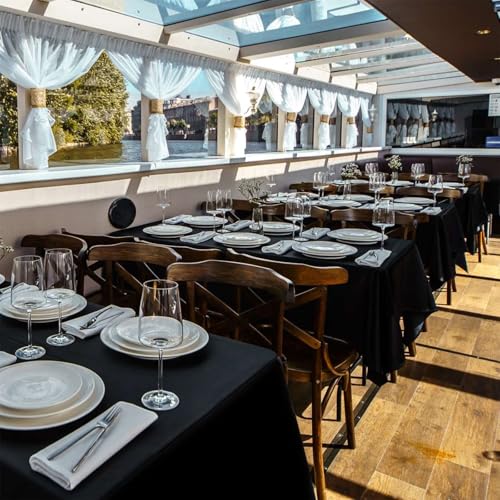 CKIKU 8 Packs Black Tablecloths 60x102 Inch Rectangular Table Cloths for 6 Foot Rectangle Tables, Wrinkle Resistant Washable Polyester Fabric Tablecloth for Dining Wedding Buffet Party Banquet - Image 3