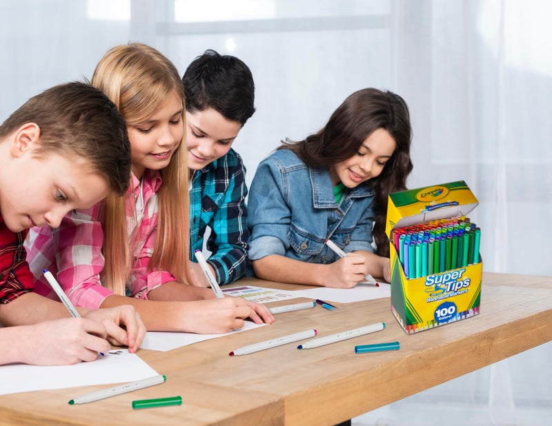 Crayola Super Tips Marker Set (100ct), Fine Point Washable Markers, Drawing Markers for Kids & Adults, Great for Thick & Thin Lines - Image 4