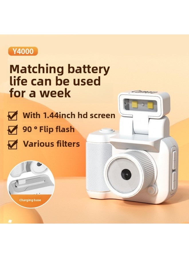 Generic Hot Y4000 Digital Camera Campus Mini HD Portable Student Party Portable Card Machine DV-Body Color:Y4000 White [with Battery Life]  - Image 1