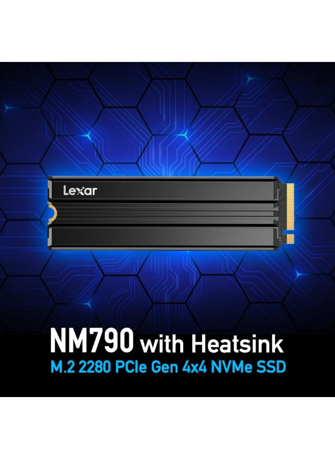 Lexar - Lexar 4TB NM790 SSD with Heatsink PCIe Gen4 NVMe M.2 2280 Internal Solid State Drive, Up to 7400/6500 MB/s Read/Write, Compatible with PS5, for Gamers and Creators, Black (LNM790X004T-RN9NU) - Image 1