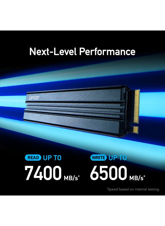 Lexar - Lexar 4TB NM790 SSD with Heatsink PCIe Gen4 NVMe M.2 2280 Internal Solid State Drive, Up to 7400/6500 MB/s Read/Write, Compatible with PS5, for Gamers and Creators, Black (LNM790X004T-RN9NU) - Image 1
