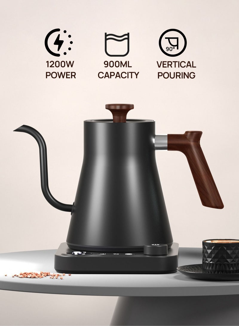 بريتيل غلاية قهوة V60 غلاية معقوفة غلاية فوهة طويلة 900 مل 1200 واط مع مقبض لضبط درجة الحرارة وشاشة رقمية لعرض درجة الحرارة وعزل تلقائي مادة فولاذ مقاوم للصدأ مع فلتر قهوة V60 بحجم 02 أبيض 50 قطعة وبني 50 قطعة - Image 2