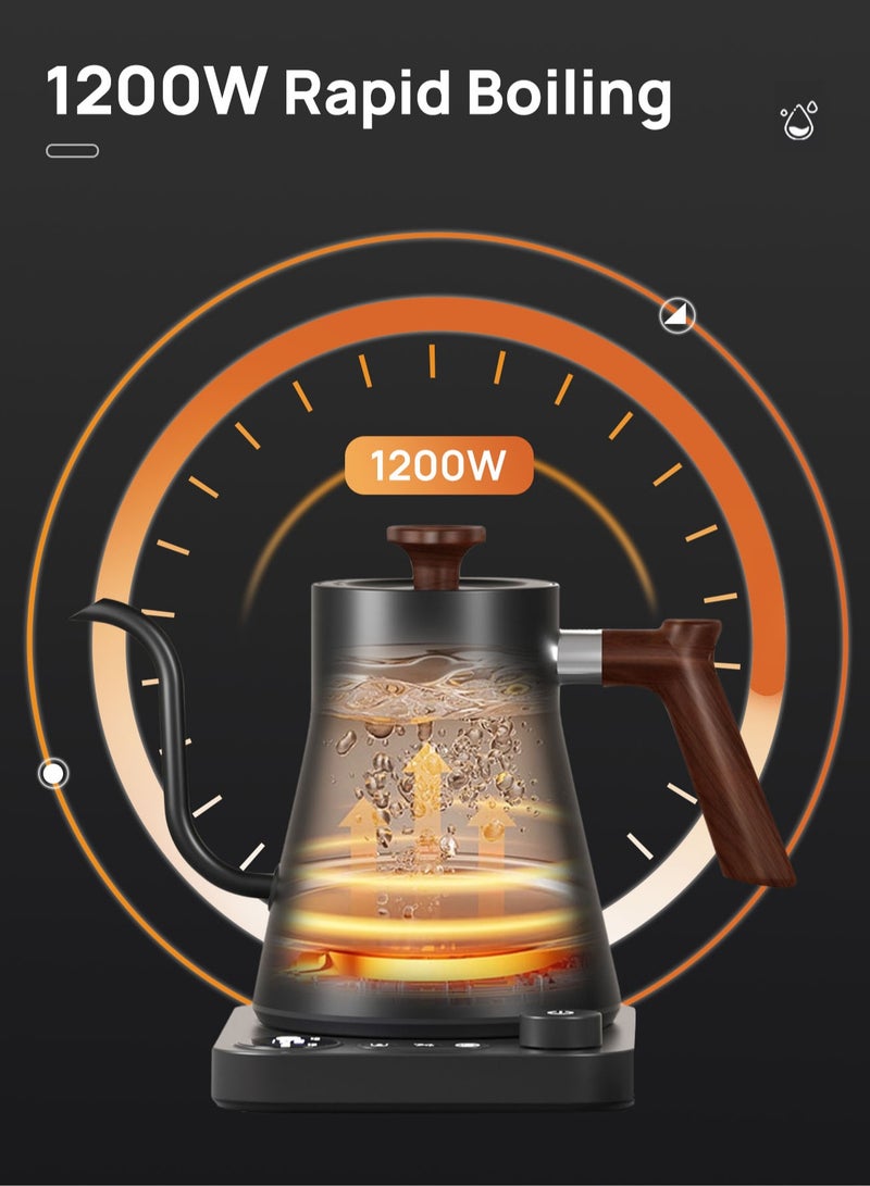 بريتيل غلاية قهوة V60 غلاية معقوفة غلاية فوهة طويلة 900 مل 1200 واط مع مقبض لضبط درجة الحرارة وشاشة رقمية لعرض درجة الحرارة وعزل تلقائي مادة فولاذ مقاوم للصدأ مع فلتر قهوة V60 بحجم 02 أبيض 50 قطعة وبني 50 قطعة - Image 5