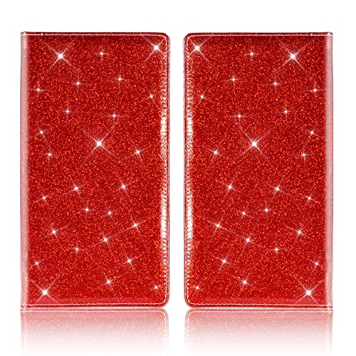 TOURSUIT Car Registration and Insurance Card Holder, Vehicle License Document Glove Box Compartment Organizer, Interior Car Accessories for Women Men Teens (Glitter Red) - Image 3
