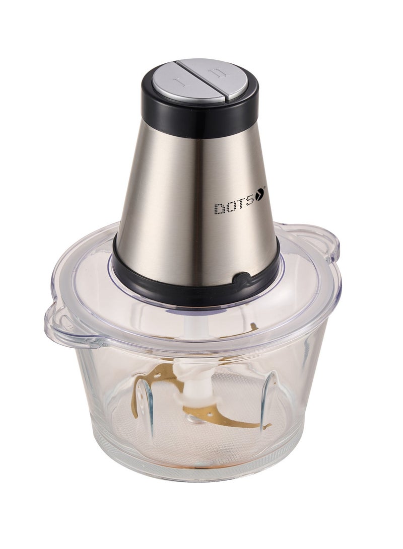 Dots Glass Food Chopper with 2 litre stirrer bowl, 2 speeds 500W for grinding vegetables, fruits and onions - FCU1022SG - Image 3