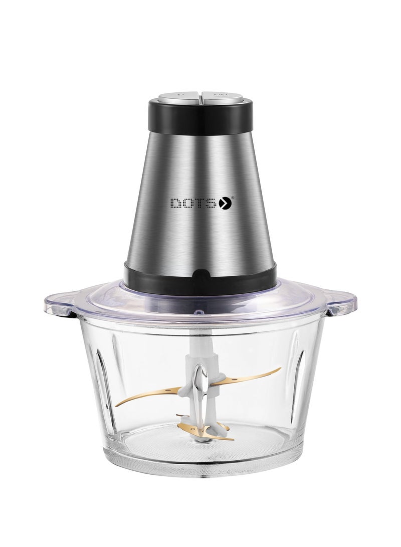 Dots Glass Food Chopper with 2 litre stirrer bowl, 2 speeds 500W for grinding vegetables, fruits and onions - FCU1022SG - Image 2