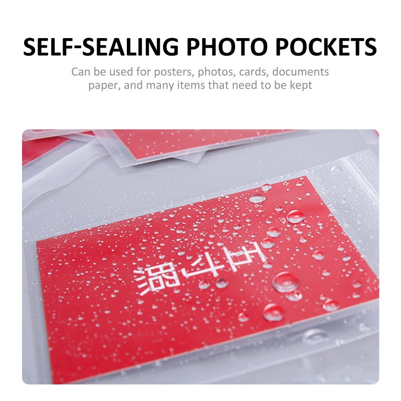300pcs Waterproof Self Sealing Card Pockets Plastic Photo Sleeves For Document Business Card Storage - Image 4