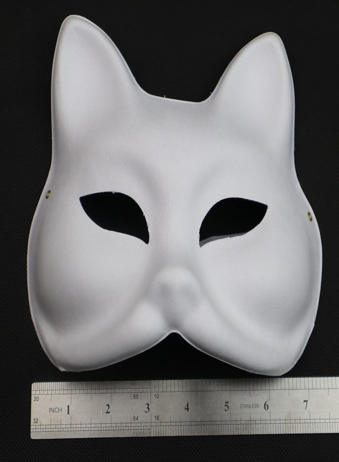 MAGIKON 6pcs Cat Mask, Blank White Paper Masks Unpainted Animal Half Facemasks DIY Paint Masquerade Costume Prop Mask for Carnival Cosplay Dance Party Favors - Image 4
